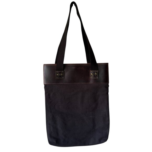 Damn Dogs Tote Shoulder Bag Charcoal Black Canvas Leather Trim Rugged Unisex - Picture 3 of 16